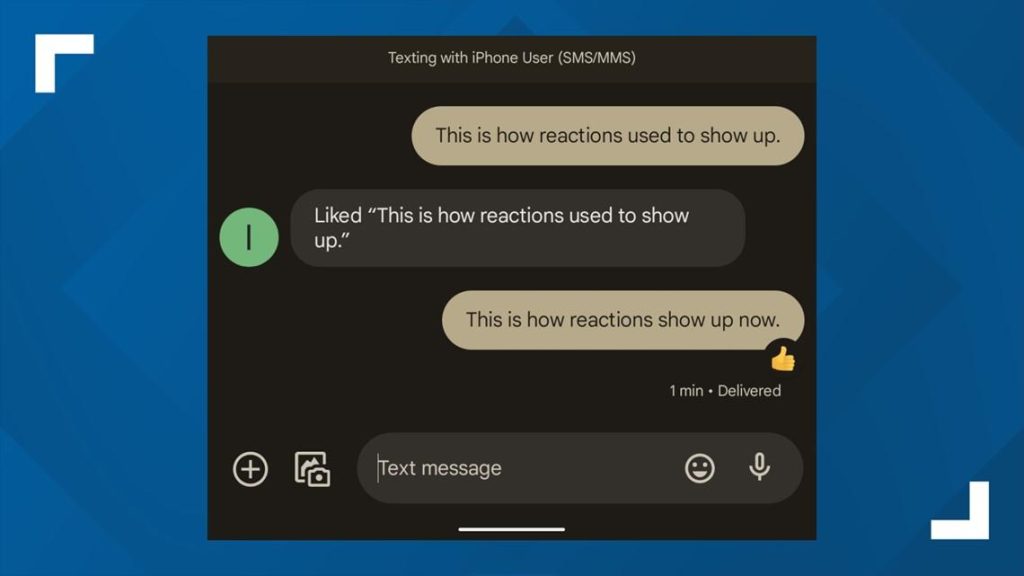 iMessage reactions now appear as emoji on Android